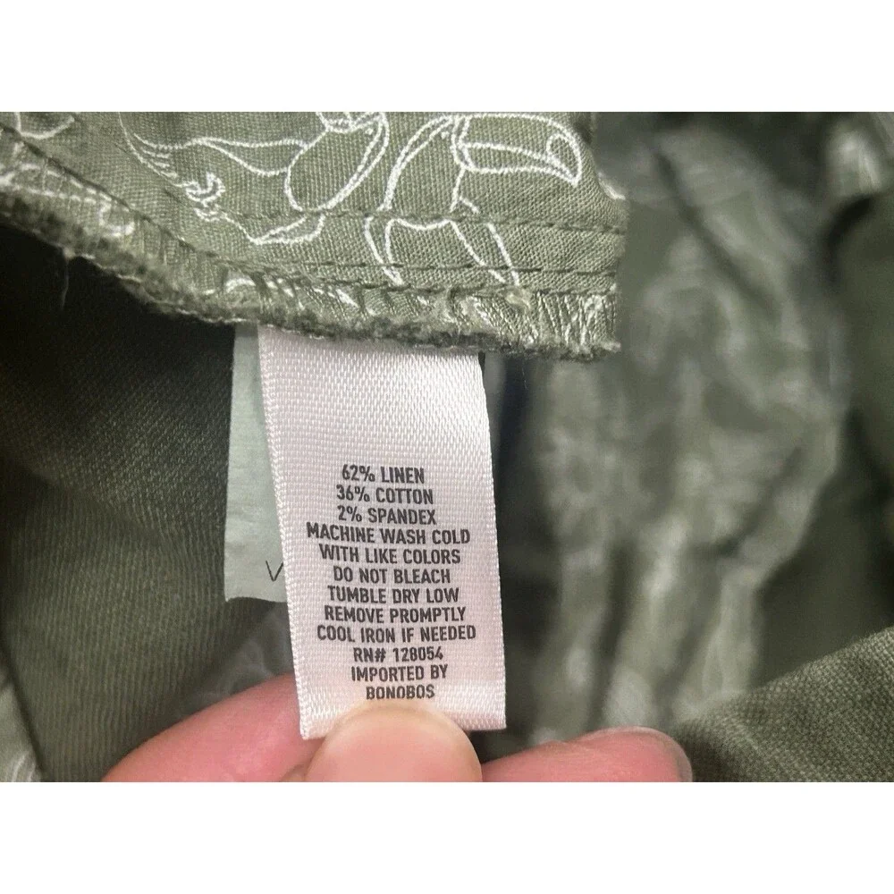 Bonobos Shorts Mens 32 Green Linen Blend Pleated 6.5”